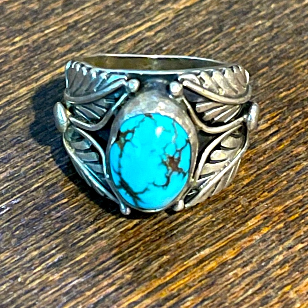 Sterling silver turquoise ring stamped SS